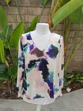 CAbi 4341 Mystic Blouse Aurora Floral Watercolor Size S